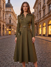 Jersey A-Line Notched Lapel Blazer Collar Midi Mother of the Bride Dresses with 3D Flowers