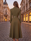 Jersey A-Line Notched Lapel Blazer Collar Midi Mother of the Bride Dresses with 3D Flowers