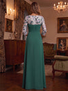 Jacquard Sheath Crew Neck Maxi Mother of the Bride Dresses with Sparkling Rhinestone Waist Ornament