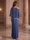 Satin Sheath One Shoulder Maxi Mother of the Bride Dresses with Side Waist Ruched