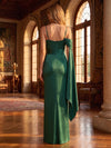 Jersey Sheath Spaghetti Straps Maxi Mother of the Bride Dresses with Exquisite Hand‑Sewn Beaded