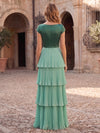 Chiffon A-Line Boat Neck Maxi Mother of the Bride Dresses with Delicate Pleated