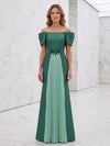Satin A-Line Off Shoulder Maxi Mother of the Bride Dresses with Delicate Pleated