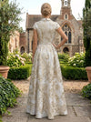 Jacquard A-Line V Neck Mother of the Bride Dresses with Side Slit