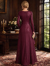 Sequins A-Line V Neck Maxi Mother of the Bride Dresses with Ruffles