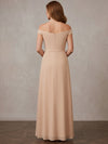 Chiffon A-Line Off Shoulder Maxi Mother of the Bride Dresses with Floral Lace Applique