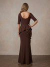 Jersey Mermaid Boat Neck Maxi Mother of the Bride Dresses with 3D Flowers