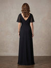 Chiffon A-Line V Neck Maxi Mother of the Bride Dresses with Side Waist Ruched