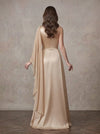 Satin A-Line One Shoulder Maxi Mother of the Bride Dresses with Flowing Sash