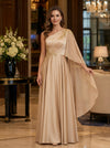 Satin A-Line One Shoulder Maxi Mother of the Bride Dresses with Flowing Sash