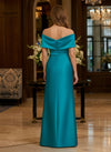 Satin A-Line Off Shoulder Maxi Mother of the Bride Dresses with Pleated