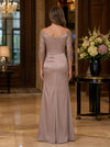 Satin Mermaid Off Shoulder Maxi Mother of the Bride Dresses with Lace Applique