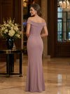 Jersey Mermaid Off Shoulder Maxi Mother of the Bride Dresses with Side Waist Ruched