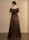 Satin A-Line One Shoulder Maxi Mother of the Bride Dresses with Sequins