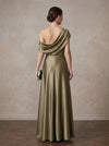 Satin A-Line One Shoulder Maxi Mother of the Bride Dresses with Ruched