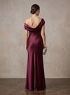 Satin Mermaid One Shoulder Maxi Mother of the Bride Dresses with Side Waist Ruched