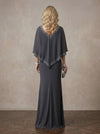 Chiffon Mermaid V Neck Maxi Mother of the Bride Dresses with Rhinestone