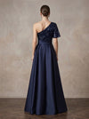 Satin A-Line One Shoulder Maxi Mother of the Bride Dresses with Sequins