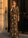Jacquard Sheath Stand Collar Maxi Mother of the Bride Dresses with Bow
