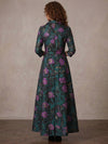 Jacquard A-Line Stand Collar Maxi Mother of the Bride Dresses with Bow