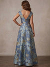 Jacquard A-Line V Neck Maxi Mother of the Bride Dresses with Floral