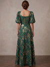 Jacquard A-Line Square Neck Maxi Mother of the Bride Dresses with Ruffles