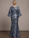 Jacquard Mermaid Boat Neck Maxi Mother of the Bride Dresses with Wide Defined Waistband