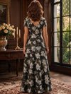 Jacquard A-Line Stand Collar Maxi Mother of the Bride Dresses with Floral