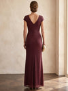 Shimmering A-Line Stand Collar Maxi Mother of the Bride Dresses with Ruffles