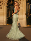 Strapless Satin Sequin Mermaid Long Formal Dresses