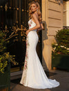 Sequin Mermaid Strapless Evening Dresses with Floral Embroidery