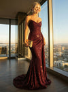 Elegant Strapless Sequin Mermaid Long Formal Dresses