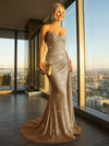Elegant Strapless Sequin Mermaid Long Formal Dresses