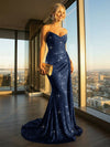 Elegant Strapless Sequin Mermaid Long Formal Dresses