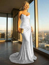 Elegant Strapless Sequin Mermaid Long Formal Dresses