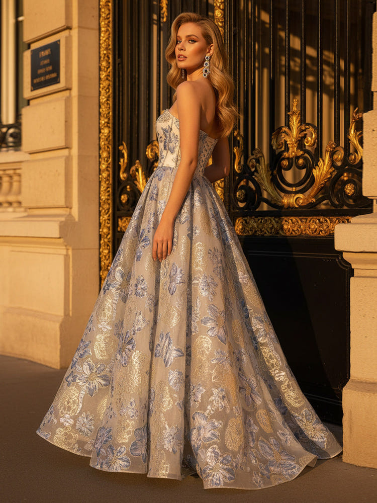 Elegant Sweetheart Jacquard A Line Long Formal Dresses