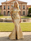 Off the Shoulder Mermaid Long Shimmering Satin Evening Dresses