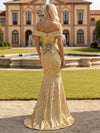 Off the Shoulder Mermaid Long Shimmering Satin Evening Dresses