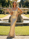 Glitter Sequin Spaghetti Straps Mermaid Prom Dress