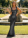Glitter Sequin Spaghetti Straps Mermaid Prom Dress