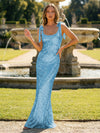 Glitter Sequin Spaghetti Straps Mermaid Prom Dress