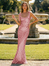 Glitter Sequin Spaghetti Straps Mermaid Prom Dress