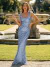 Glitter Sequin Spaghetti Straps Mermaid Prom Dress