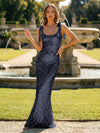 Glitter Sequin Spaghetti Straps Mermaid Prom Dress