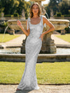 Glitter Sequin Spaghetti Straps Mermaid Prom Dress