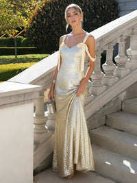 Spaghetti Straps Sequin Mermaid Prom Dress