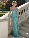 Off the Shoulder Sequin Mermaid Formal Dresses