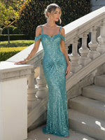 Off the Shoulder Sequin Mermaid Formal Dresses