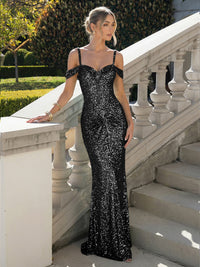 Spaghetti Straps Sequin Mermaid Prom Dress