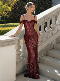 Spaghetti Straps Sequin Mermaid Prom Dress